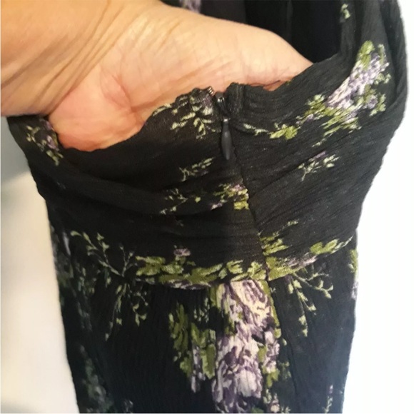 NEW Wild Fable Juniors XXL Black Floral Crepe Halter Dress Lined Tie Around Neck - Picture 5 of 11